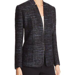 Elie Tahari Tori Metallic Tweed Blazer Navy/Size 4
